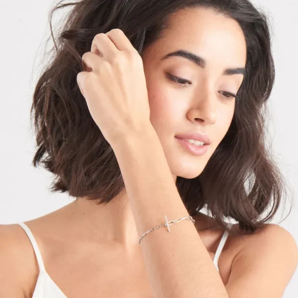 Ania Haie Chain Reaction schakelarmband - Mixed Link T-Bar Silver B021-02H