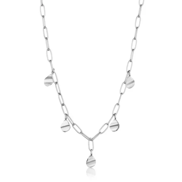 Ania Haie Metal Crush ketting met hanger - Crush Drop Discs Silver N017-02H
