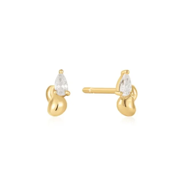 Ania Haie Taking Shape oorbellen - Goldplated Twisted Wave Stud Verguld E050-02G
