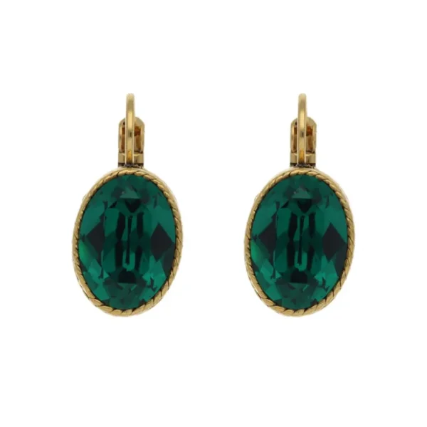 Camps & Camps Goudkleurige oorbellen - Emerald Groen 1D945 EM