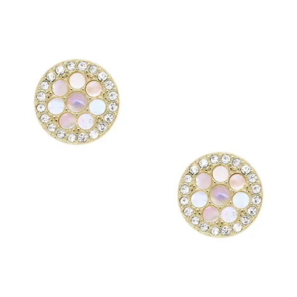Fossil Geel vergulde stalen Sadie oorbellen - Mother of Pearl (MOP Roze/Wit) JF04344710