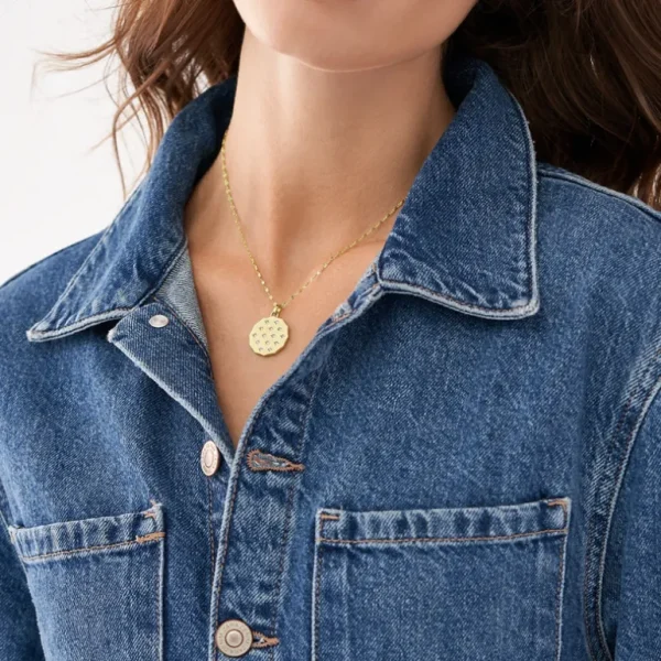 Fossil Geel vergulde stalen Sadie ketting met hanger - Zon en ster (CZ Wit) JF04382710