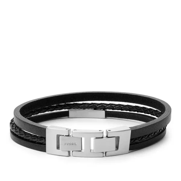 Fossil Leren Multi-Strand armband (Zwart) JF03322040