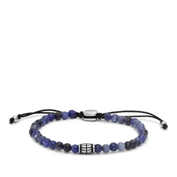 Fossil Stalen armband - Beaded (Sodaliet Blauw) JF04414040