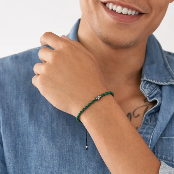 Fossil Stalen armband - Beaded (Malachiet Groen) JF04415040