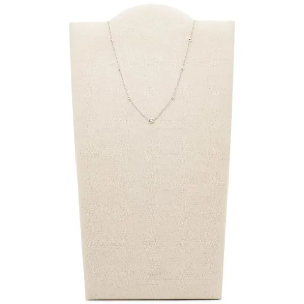 Fossil Zilveren ketting - Bolletjes (CZ Wit) JFS00453040