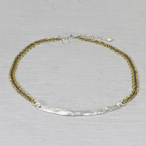 Jéh Jewels Touch of Gold collier - 5 -Rij met zilveren glimlach 20886