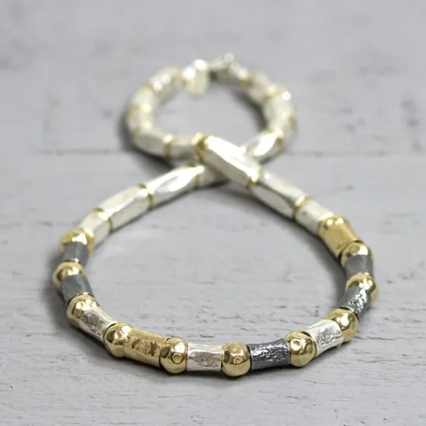 Jéh Jewels Touch of Gold collier - Buisjes en hamerslag balletjes 19148