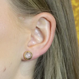 Jéh Jewels Touch of Gold oorbellen (Roze Maansteen) 20814