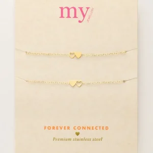 My Jewellery Armbanden set Best Friends met goudkleurige hartjes - Goud MJ10342-1200