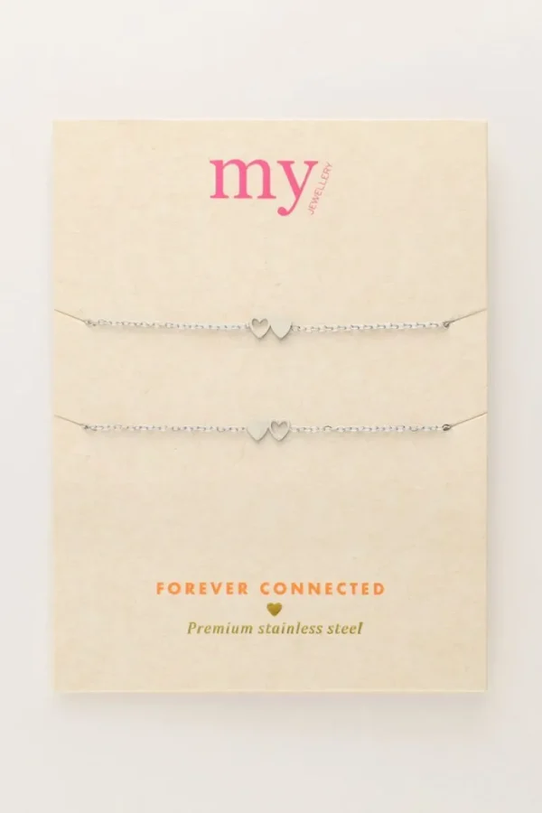 My Jewellery Armbanden set Best Friends met zilverkleurige hartjes - Zilver MJ10342-1500