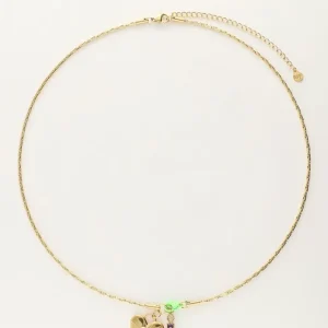My Jewellery Candy ketting hartje kruisje groen slotje - Goud MJ08348-1200