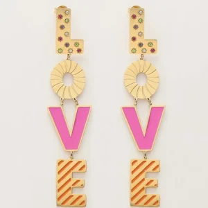 My Jewellery Candy oorbellen Love roze - Goud MJ10165-1200