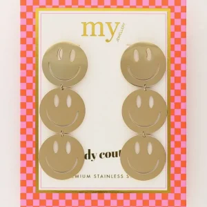 My Jewellery Candy oorringen met Smiley groot - Goud MJ10161-1200