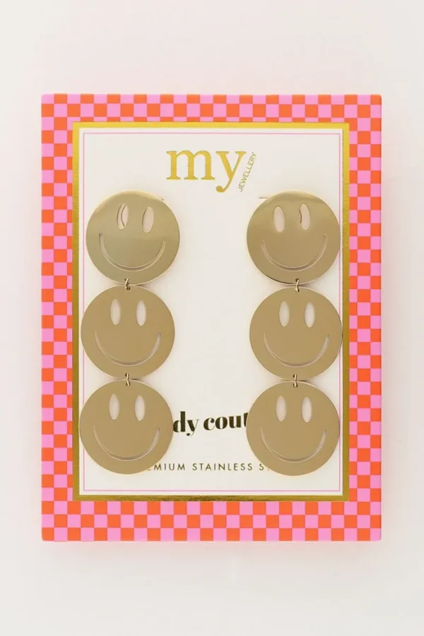 My Jewellery Candy oorringen met Smiley groot - Goud MJ10161-1200