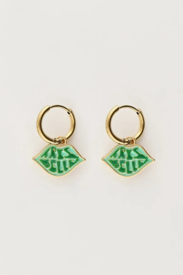 My Jewellery Candy oorringen met Tres Belle bedel groen - Goud MJ08354-1200