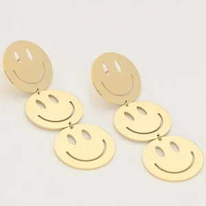 My Jewellery Candy oorringen met Smiley groot - Goud MJ10161-1200