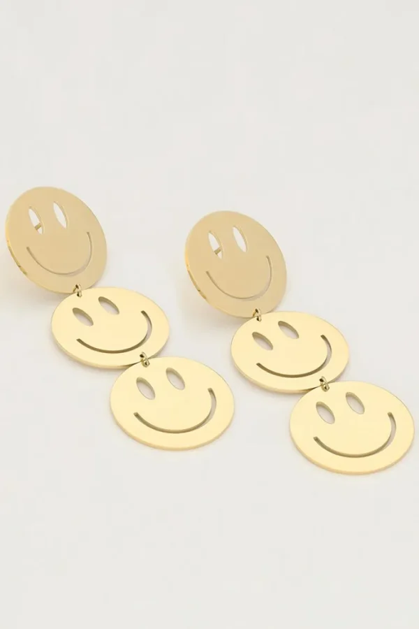 My Jewellery Candy oorringen met Smiley groot - Goud MJ10161-1200