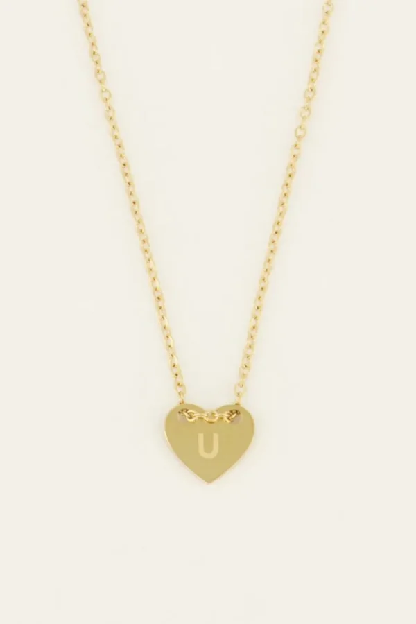 My Jewellery Ketting initials on heart U - Goud MJ07876-1200U