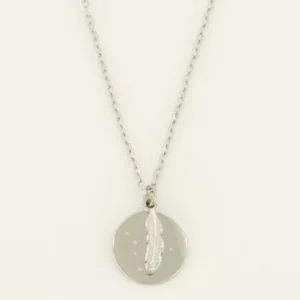 My Jewellery Ketting met munt en veer - Zilver MJ08431-1500
