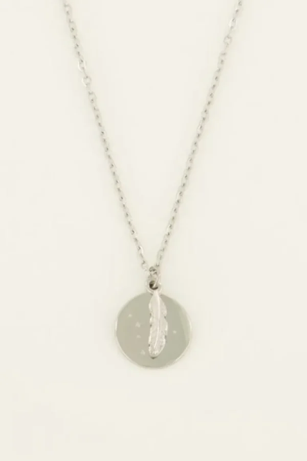 My Jewellery Ketting met munt en veer - Zilver MJ08431-1500