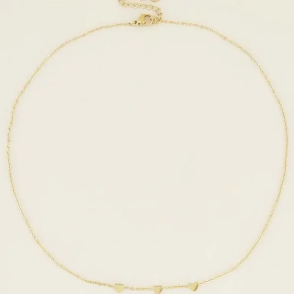 My Jewellery Ketting met 3 hartjes - Goudkleurig MJ01901-1200