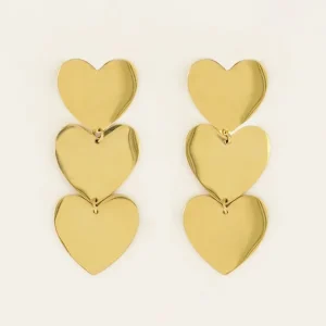 My Jewellery Oorknoppen Statement 3 harten - Goud MJ07366-1200