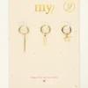 My Jewellery Oorringen set 3 Staafje, Sterretje - Goud MJ08583-1200