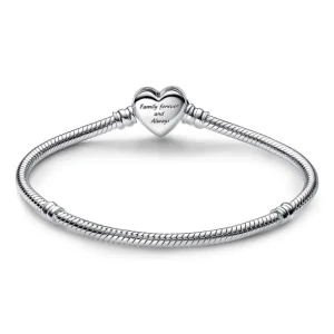 Pandora Pandora Moments Sprankelende Snake Chain Armband met Hartsluiting 592645C01