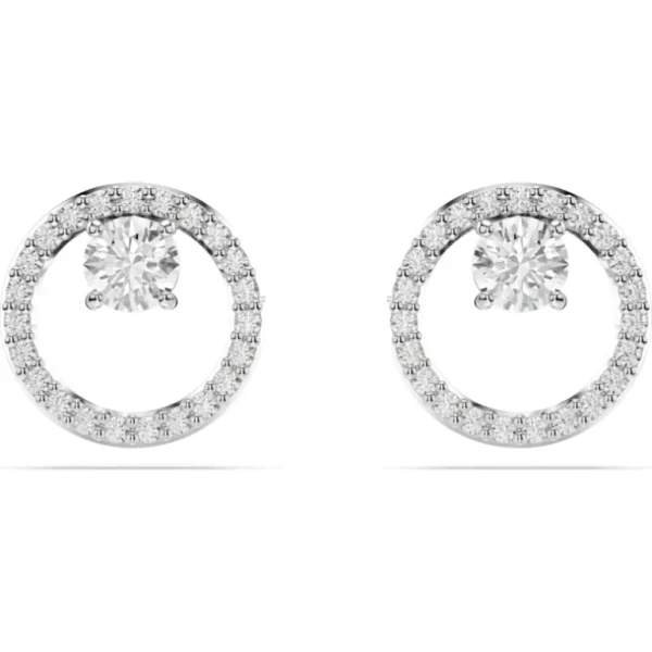 Swarovski Constella oorbellen Ronde slijpvorm Zilver/Wit 5692262