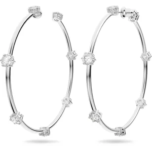 Swarovski Constella oorbellen Round Cut Zilver/Wit (M) 5638698
