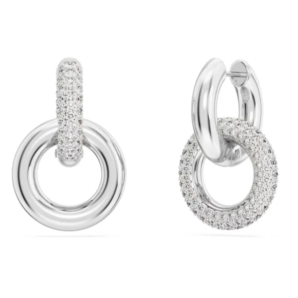 Swarovski Dextera oorbellen Interlinked Hoop Zilver/Wit 5671807
