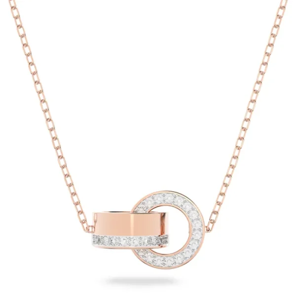 Swarovski Hollow ketting met hanger Twee cirkels Rosé/Wit 5636496