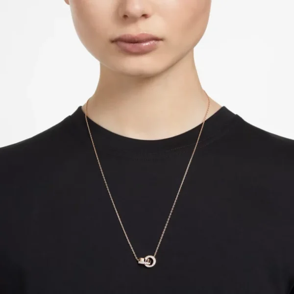 Swarovski Hollow ketting met hanger Twee cirkels Rosé/Wit 5636496
