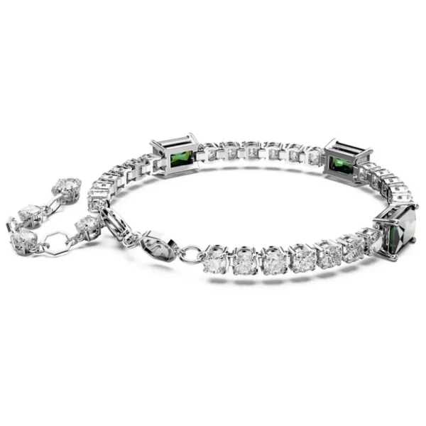 Swarovski Matrix armband Tennis verschillende slijpvormen Zilver/Groen (15,5 - 19,5 cm) 5666422