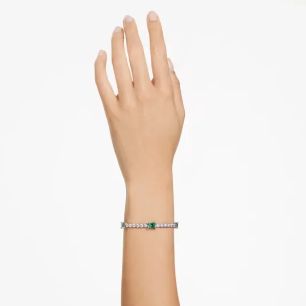 Swarovski Matrix armband Tennis verschillende slijpvormen Zilver/Groen (15,5 - 19,5 cm) 5666422