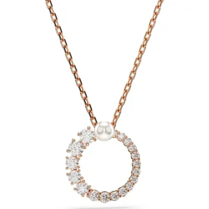 Swarovski Matrix ketting met hanger Ronde slijpvorm Crystal Pearl Rosé/Wit 5692265