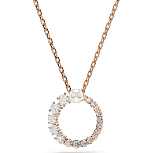 Swarovski Matrix ketting met hanger Ronde slijpvorm Crystal Pearl Rosé/Wit 5692265