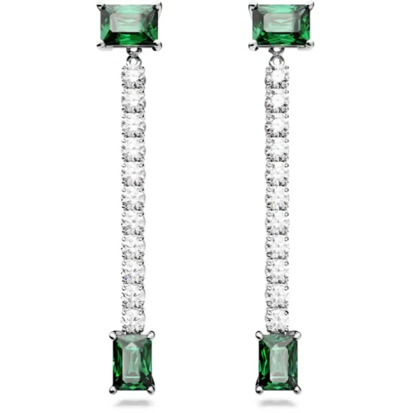 Swarovski Matrix oorbellen Verschillende slijpvormen Zilver/Groen 5665786