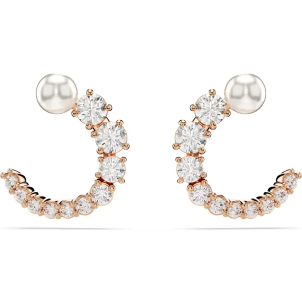 Swarovski Matrix oorbellen Ronde slijpvorm Crystal Pearl Rosé/Wit 5692264