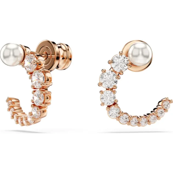 Swarovski Matrix oorbellen Ronde slijpvorm Crystal Pearl Rosé/Wit 5692264