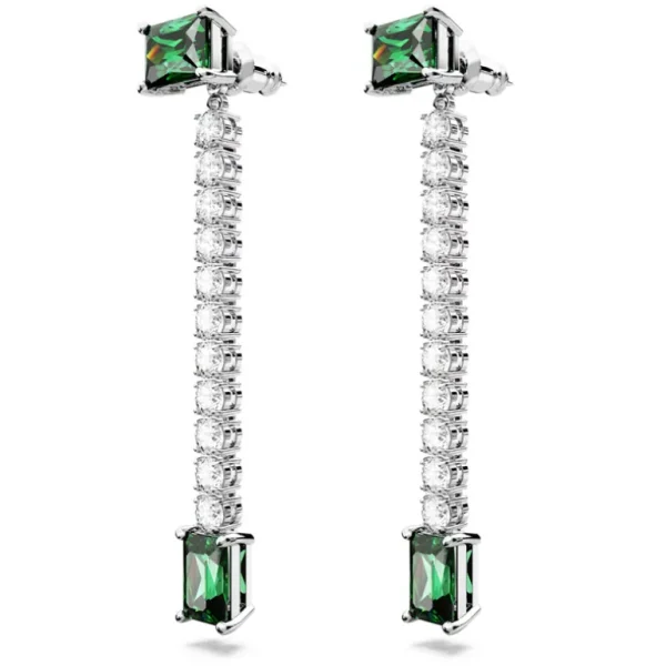 Swarovski Matrix oorbellen Verschillende slijpvormen Zilver/Groen 5665786
