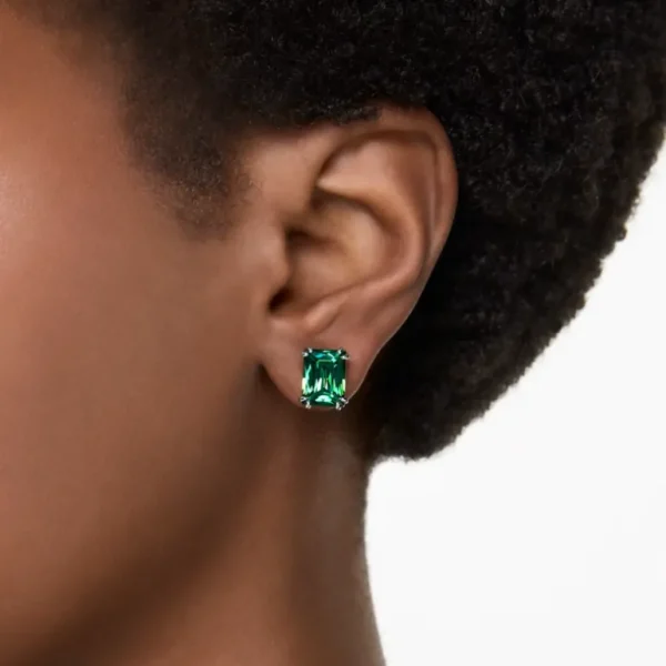 Swarovski Matrix oorbellen Vierkante slijpvorm Goud/Groen 5677142