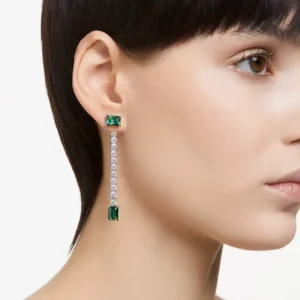 Swarovski Matrix oorbellen Verschillende slijpvormen Zilver/Groen 5665786