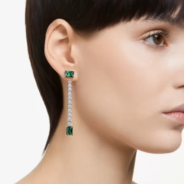 Swarovski Matrix oorbellen Verschillende slijpvormen Zilver/Groen 5665786
