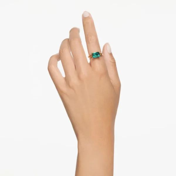 Swarovski Matrix ring Cocktail ring rechthoekige slijpvorm Goud/Groen