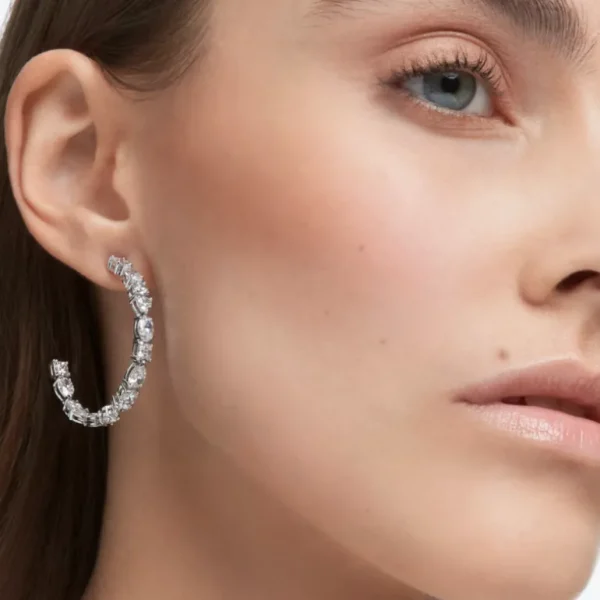 Swarovski Mesmera oorbellen Verschillende slijpvormen Zilver/Wit 5672834