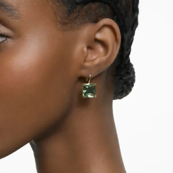 Swarovski Millenia oorbellen Square Cut Goud/Groen 5636564