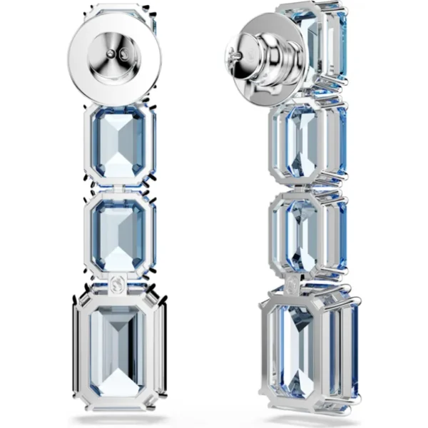 Swarovski Millenia oorbellen Octagon Slijpvorm Zilver/Blauw 5696516