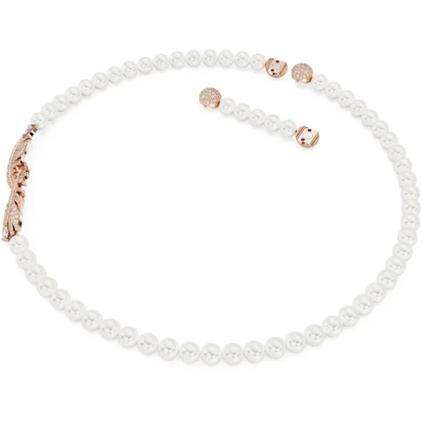 Swarovski Nice ketting Veer met parels Rosé/Wit (40,5 cm) 5669221